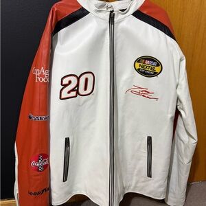 Wilson’s Leather NASCAR men’s jacket white and orange